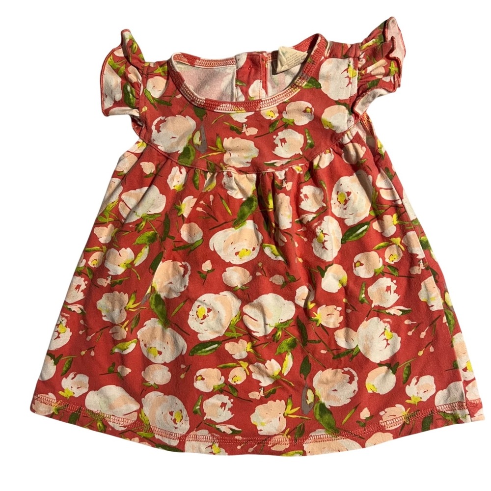 Matilda Jane Platinum Dress 12 months Baby Girl Floral Flutter Sleeve Coral Red